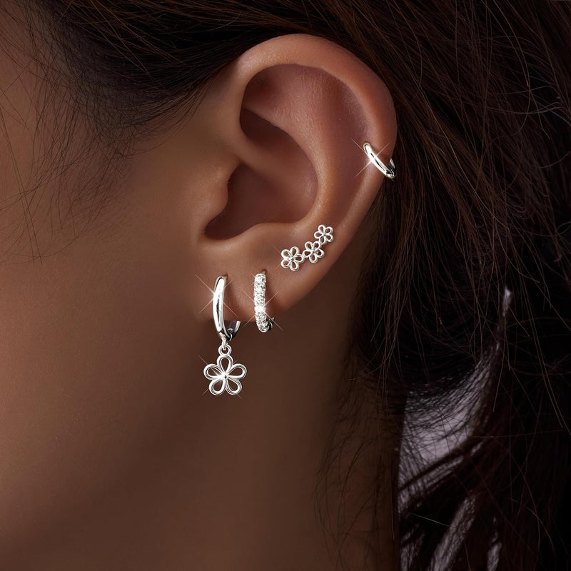 Poxtex Small Gold Huggie Hoop Earrings Set for Women Men Hypoallergenic 14K Plated Stack Cartilage Earrings, Multiple Piercing Lightweight Mini Thin Cute Dainty Trendy Jewelry Set Christmas Gifts for Women - Image 5